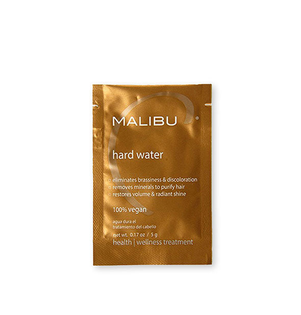 Bronze packet of Malibu Hard Water additive