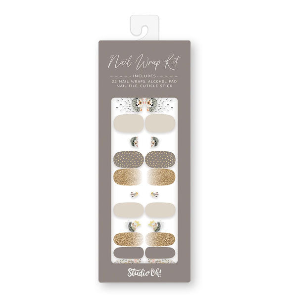 Nail Wrap Kit by Studio Oh! features earth-toned hedgehog designs