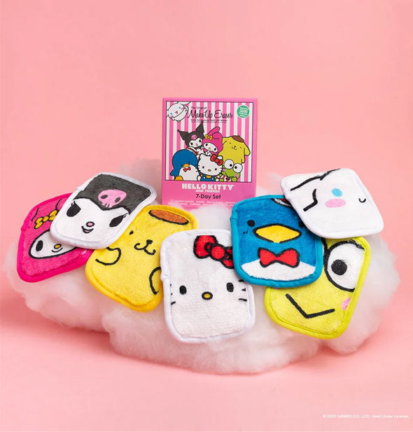 MakeUp Eraser 7-Day Set Hello Kitty edition arranged on a puffy white cloud
