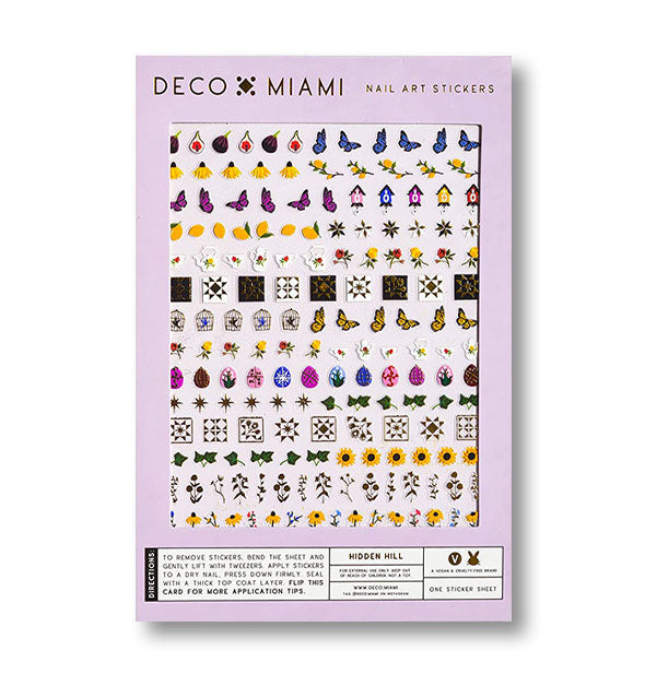 Pack of Deco Miami Nail Art Stickers with a variety of floral-themed designs