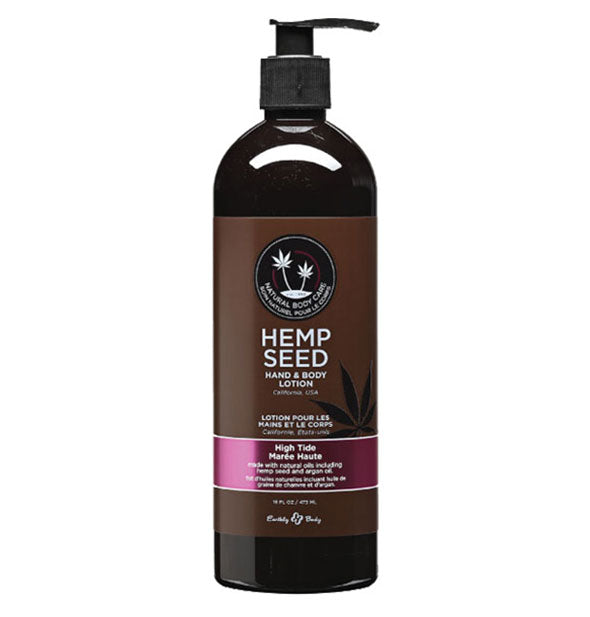 Brown 16 ounce bottle of Hemp Seed Hand & Body Lotion by Earthly Body in High Tide Scent