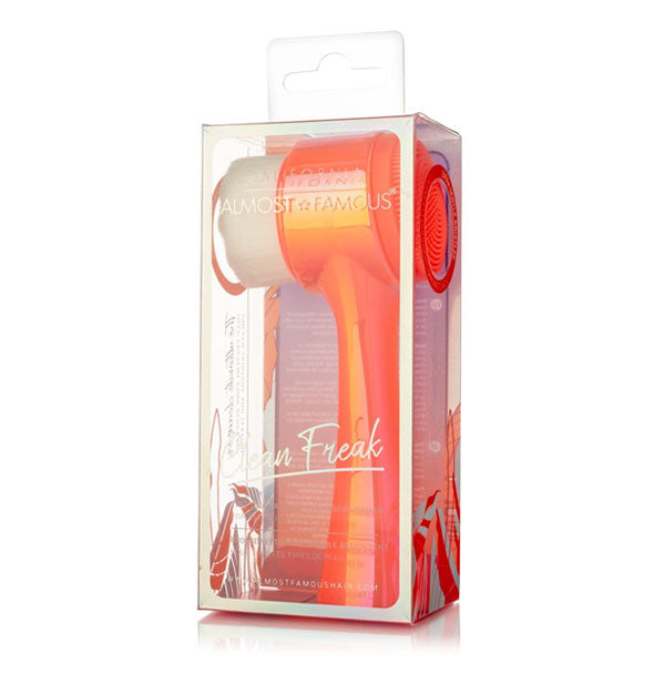 Almost Famous Clean Freak face brush with holographic orange finish