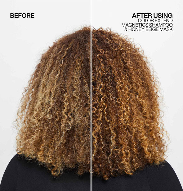 Dark blonde hair before and after using Redken Color Extend Blondage Shampoo & Honey Beige Mask
