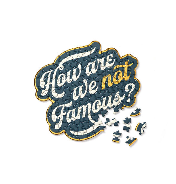 Mostly assembled "How Are We Not Famous?" jigsaw puzzle