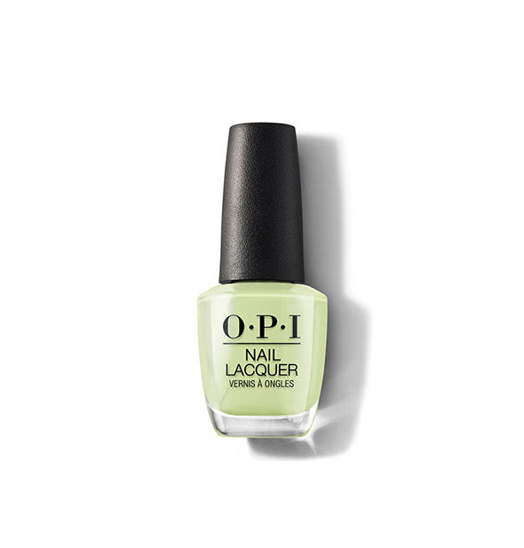 Bottle of OPI Nail Lacquer in a pastel green shade