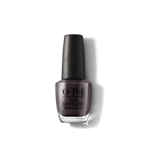 Bottle of OPI Nail Lacquer in a dark coffee-brown shade