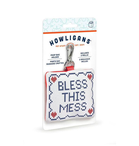Howligans Bless This Mess poop bag holder on blister card
