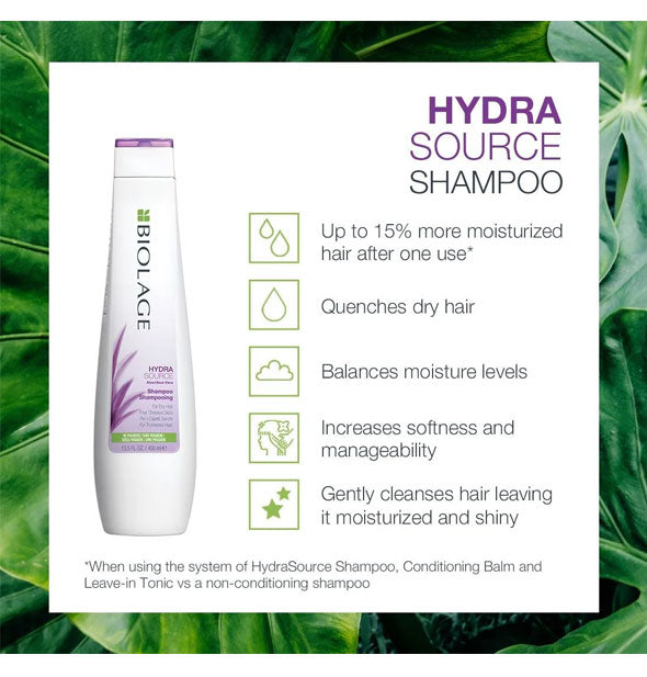 Benefits outline of Biolage HydraSource Shampoo