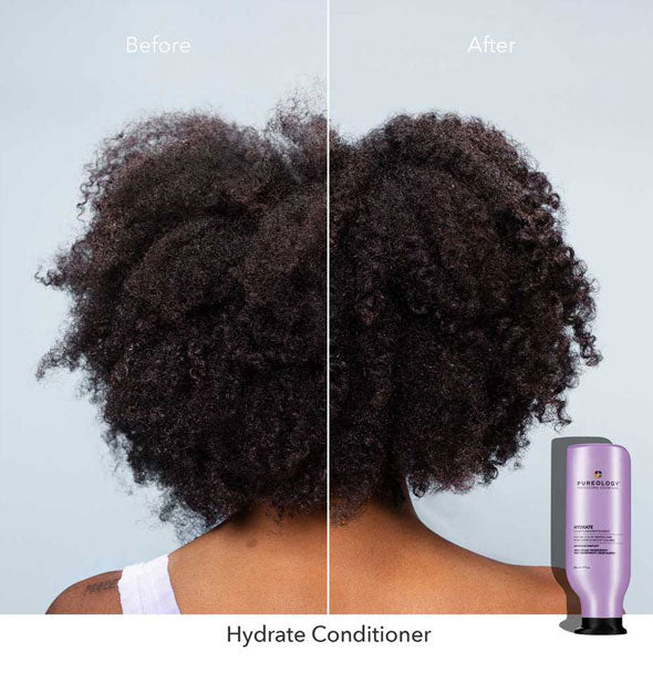 Before and after results of using Pureology Hydrate Conditioner