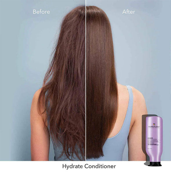 Before and after results of using Pureology Hydrate Conditioner