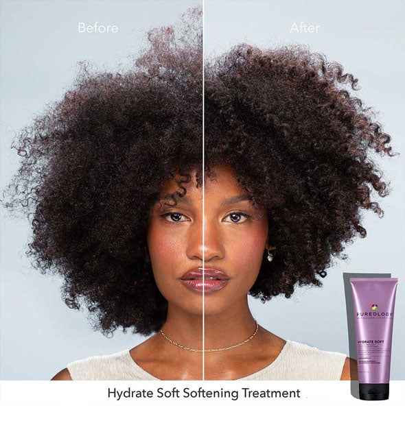 Before and after results of using Pureology Hydrate Soft Softening Treatment