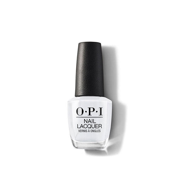 Bottle of OPI Nail Lacquer in a grayish-white shade