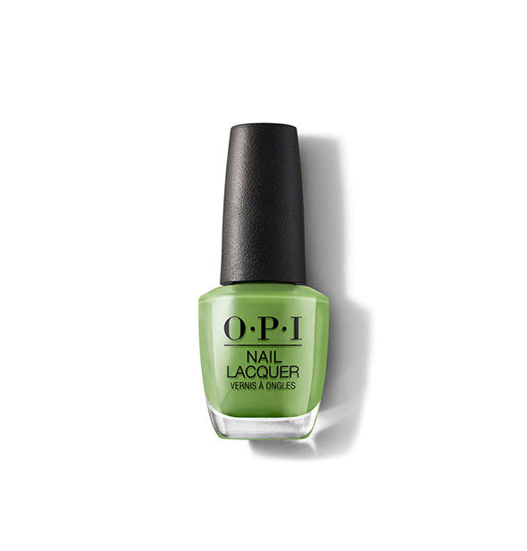 Bottle of OPI Nail Lacquer in a pea green shade