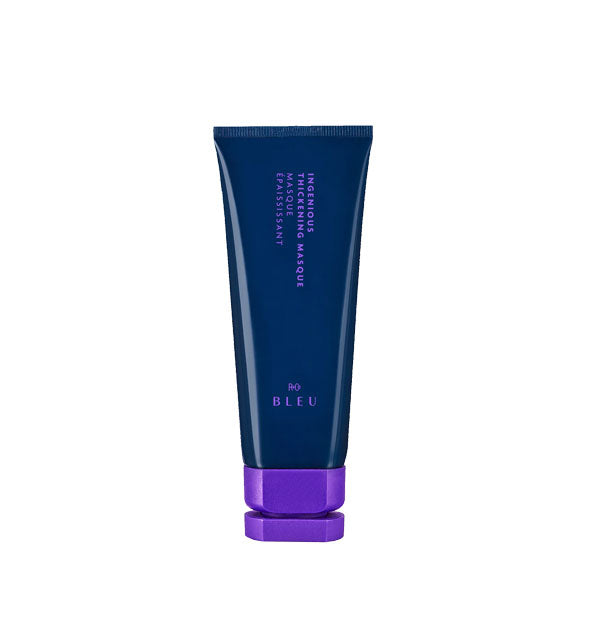 Two-tone purple bottle of R+Co Bleu Ingenious Thickening Masque