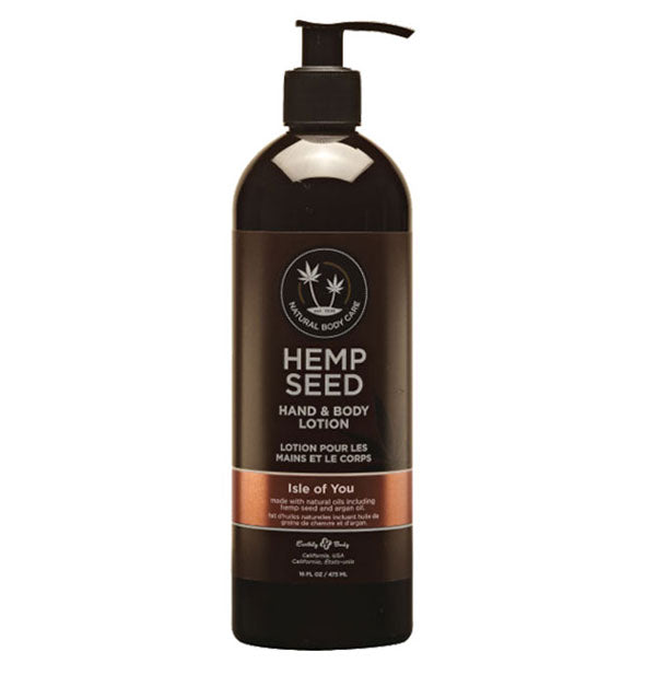 Brown 16 ounce bottle of Hemp Seed Hand & Body Lotion by Earthly Body in Isle of You Scent