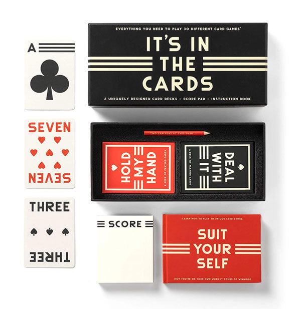 Components of the It's in the Cards game set