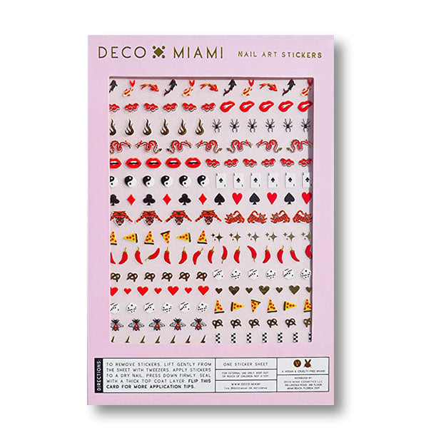 Pack of Deco Miami Nail Art Stickers with casino-and luck-themed designs