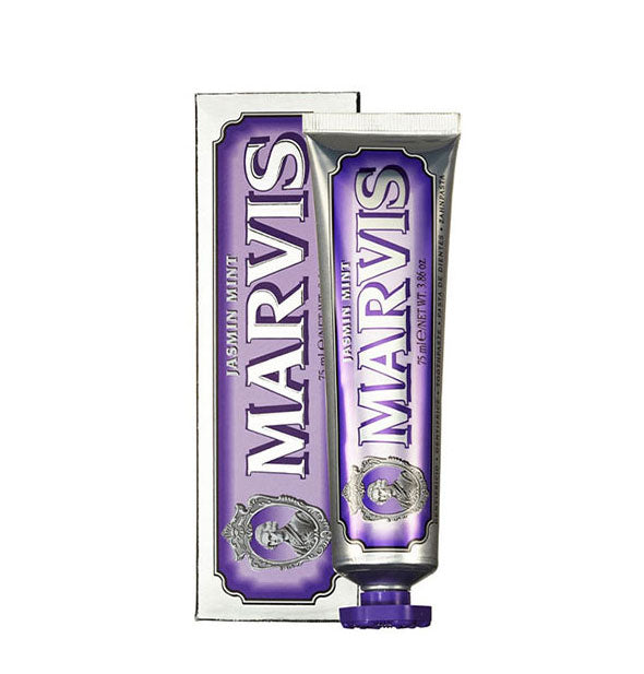 3.86 ounce tube of Marvis Jasmin toothpaste with box packaging