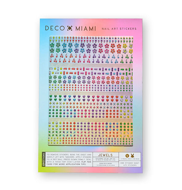 Pack of Deco Miami Nail Art Stickers with tiny, colorful jewel-like designs