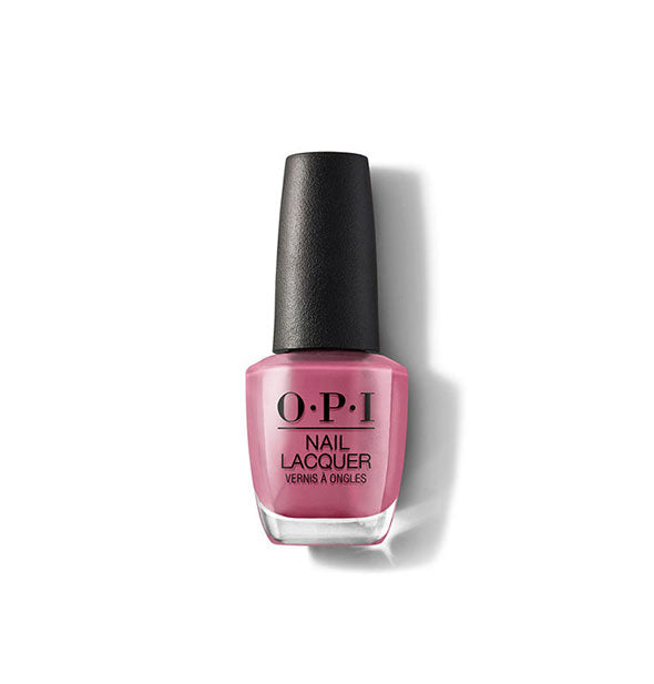 Bottle of OPI Nail Lacquer in a dusty pinkish-purple shade
