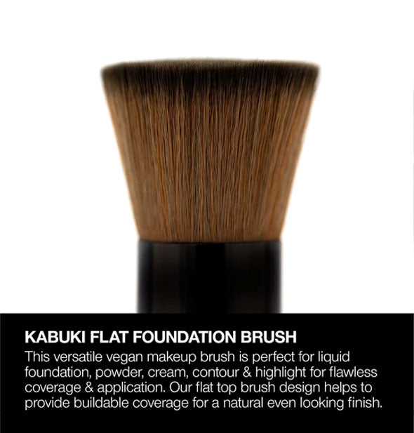 Closeup of Kabuki Flat Foundation Brush bristles with detailed caption
