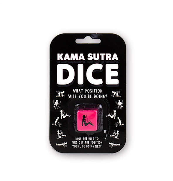 Pink Kama Sutra Dice cube in black blister packaging