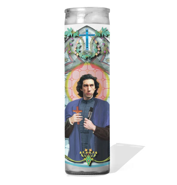 Prayer candle depicting Kylo Ren (as played by Adam Driver) of Star Wars fame