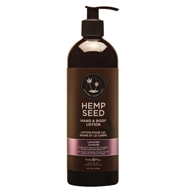 Brown 16 ounce bottle of Hemp Seed Hand & Body Lotion by Earthly Body in Lavender Scent
