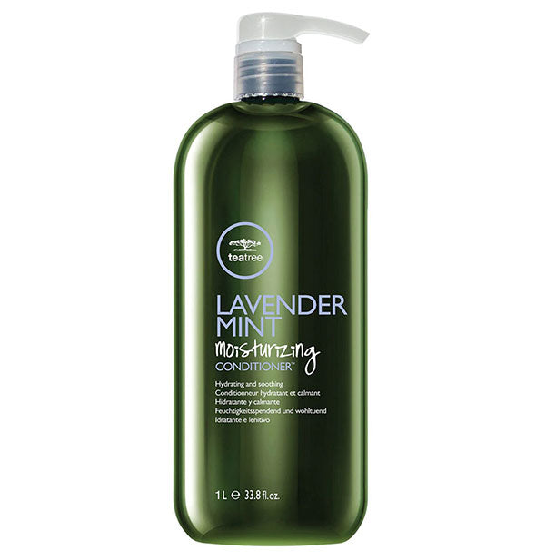 33.8 ounce bottle of Paul Mitchell Tea Tree Lavender Mint Moisturizing Conditioner with pump nozzle