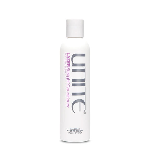 White 8 ounce bottle of Unite LAZER Straight Conditioner