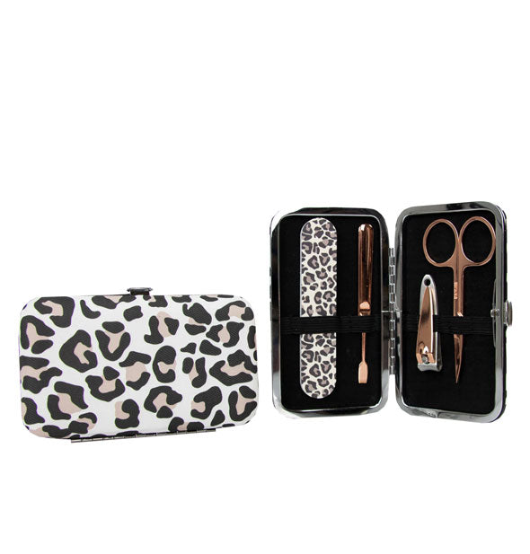 Leopard print manicure tool case
