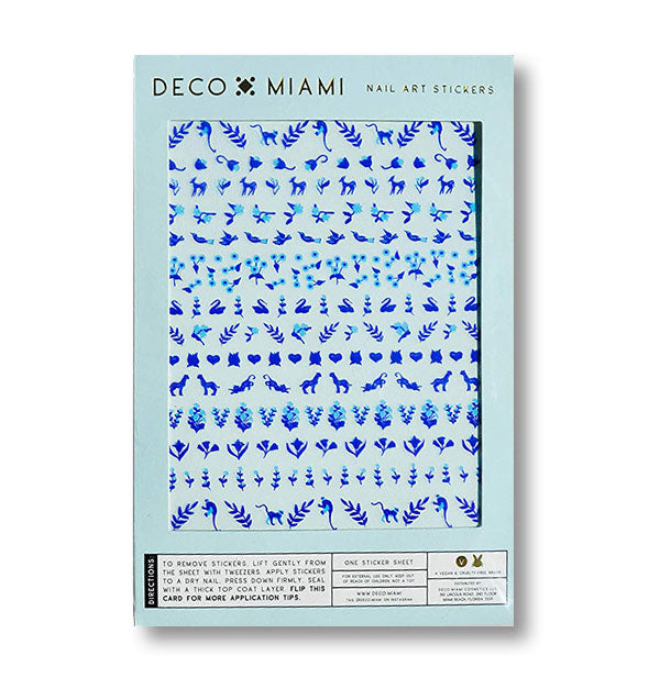 Pack of Deco Miami Nail Art Stickers with blue floral designs