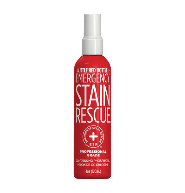 4 ounce Little Red Bottle of Emergency Stain Rescue with white lettering and cap
