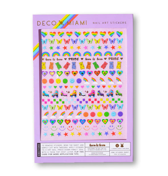 Pack of Deco Miami Nail Art Stickers with Love Is Love-themed designs