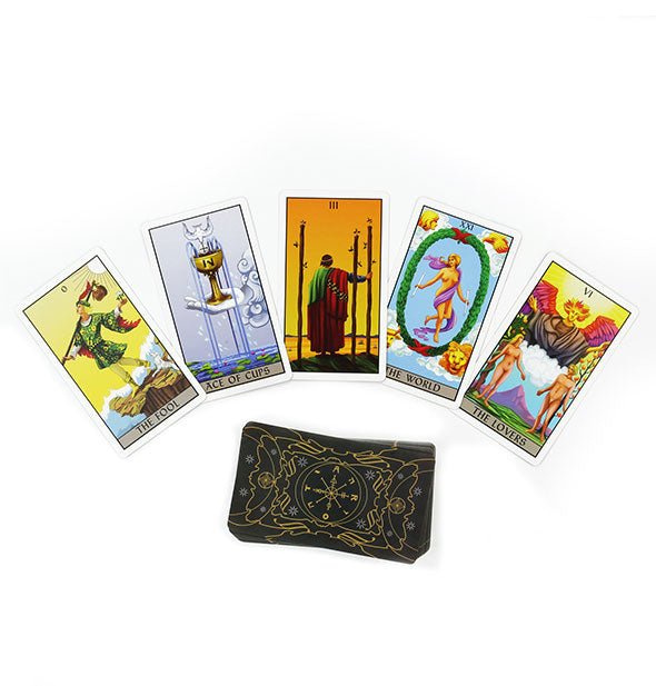 Sample spread of full-color tarot cards