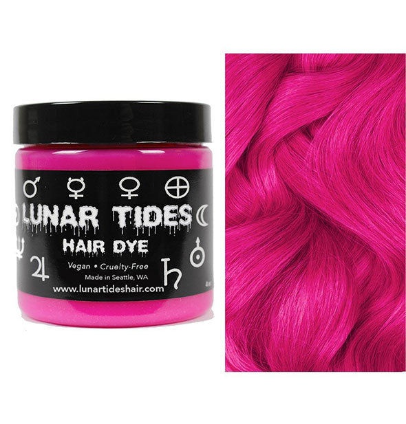Lunar Tides Hair Dye pot shown in vibrant shade Lychee Pink