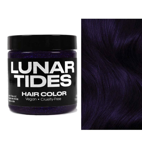 Lunar Tides Hair Dye pot shown in purple-black shade Magic Salem