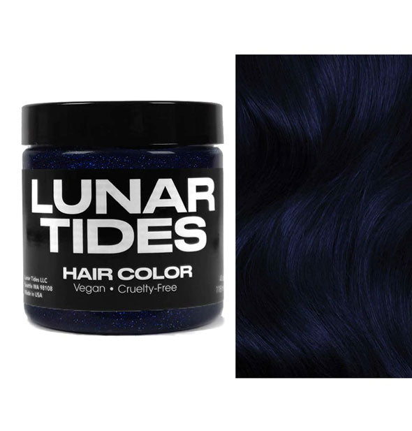 Lunar Tides Hair Dye pot shown in blue-black shade Magic Shadow