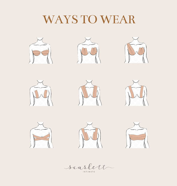 Illustrated diagram of ways to wear Scarlett Intimate Boob Tape