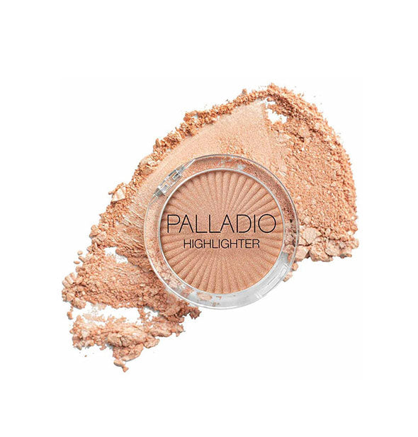 Palladio Highlighter compact with crushed product fanned out underneath
