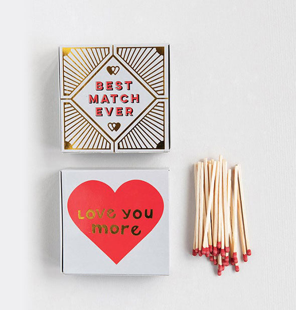 Square matchboxes with small pile of matches