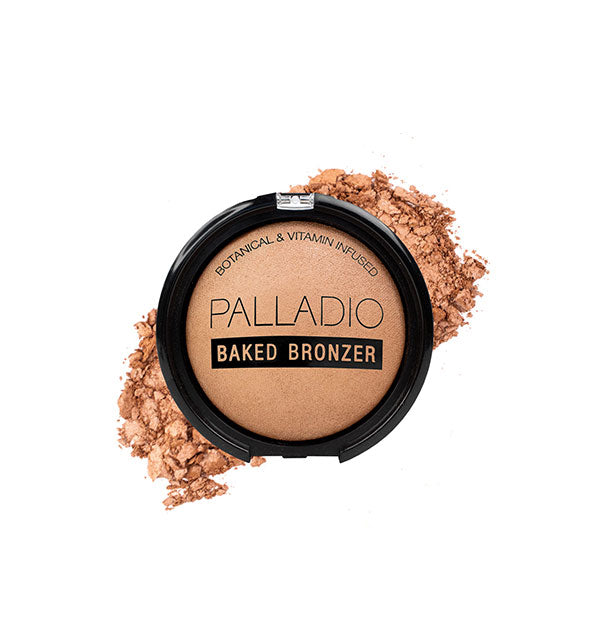 Palladio Baked Bronzer compact with crushed product behind