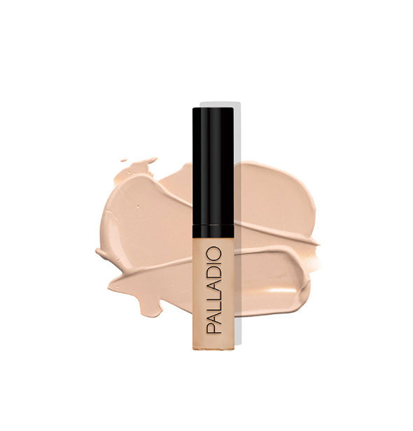 Tube of Palladio concealer with sample product swatch behind