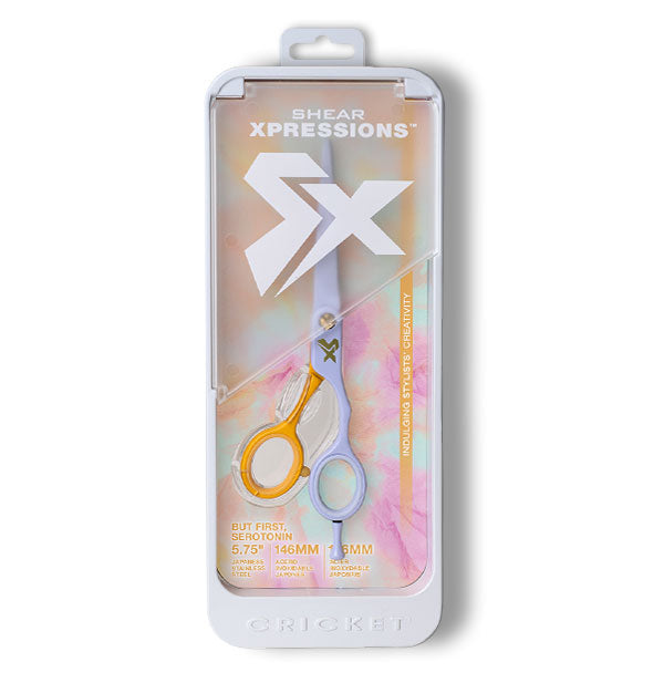Purple and yellow Shear Xpressions cutting shears in packaging