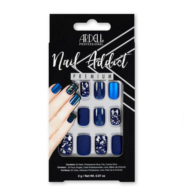 Press On Nails Matte Blue and Silver Shatter 