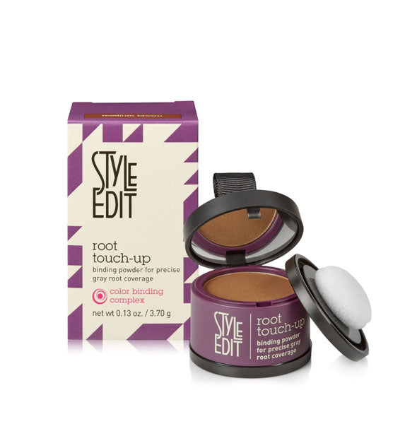 Compact of Style Edit Root Touch-Up Binding Powder for Precise Gray Root Coverage for brunettes in shade Medium Brown