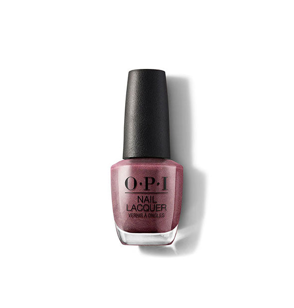 Bottle of shimmery dark mauve OPI Nail Lacquer