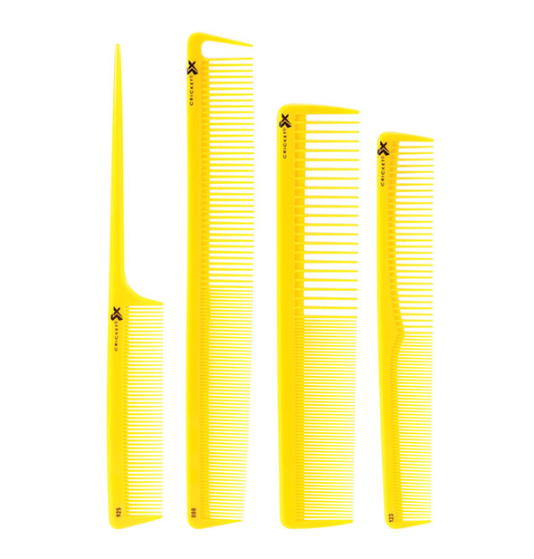 hair Styling Combs 4 Pack Yellow 