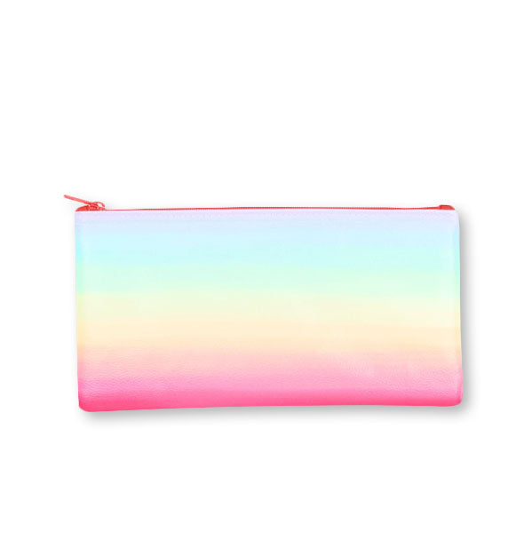 Rectangular rainbow ombré pouch with pink zipper