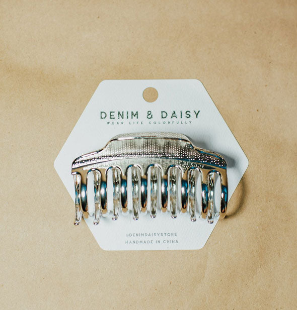 Metallic silver claw clip by Denim & Daisy